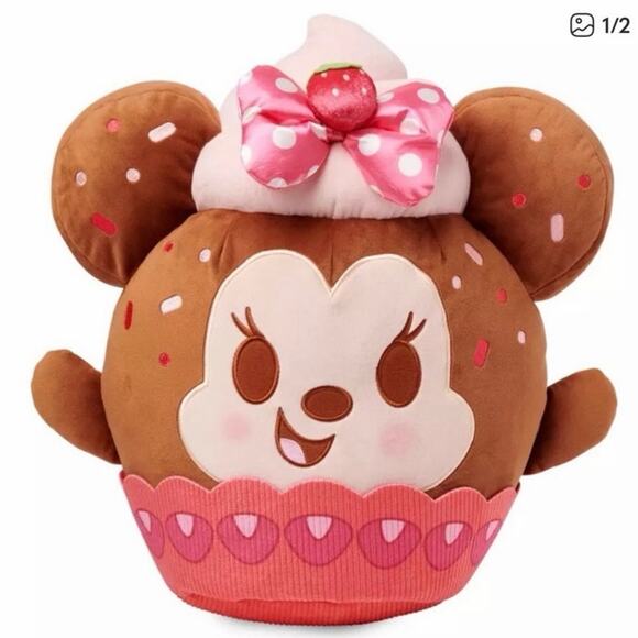 Disney Minnie Mouse Strawberry Cupcake Munchlings Scented Plush Baked Treats - Picture 2 of 4